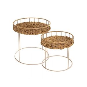 Premium Rope Nesting <b>Table</b> <b>Set</b> For Kitchen <b>Side</b> Placement With Space Saving Function And Elegant Woven Finish - Product Image 1