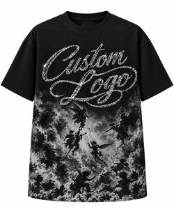 เสื้อยืดแขนสั้นโอเวอร์ไซส์สไตล์วินเทจสตรีทแวร์ผ้าเจอร์ซีย์ลายกราฟิกนางฟ้าประดับเพชรสำหรับผู้ชาย ผ้าฝ้าย 100% - Product Image 5