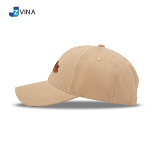 JZVINA Baseball <b>Cap</b> 6-Panel Cotton 3D Embroidery Custom Logo Button Adjustable Unisex Casual <b>Hat</b> Beige Canvas Fabric - Product Image 3