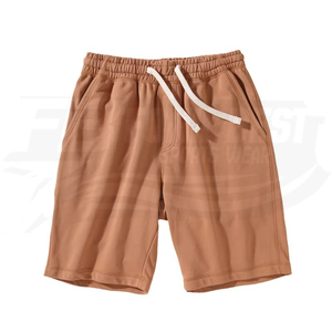 Pantalones Cortos Bermuda de Algodón de Color Sólido para Hombre, Cintura Elástica con Cordón, Estilo Casual, Tejido de Punto de Longitud Media - Product Image 1