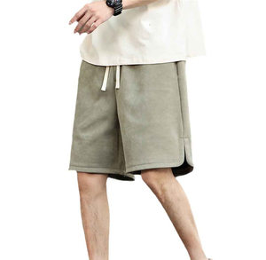 Shorts Bermuda Homme Nouveaux en Coton Couleur Unie avec Cordon de Serrage à la Taille, Style Décontracté, Taille Mi-Haute, Tissu Respirant - Product Image 1