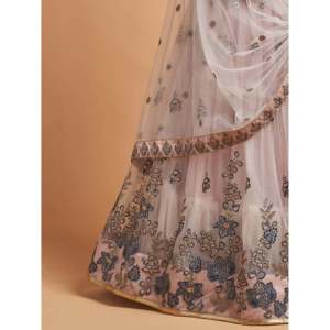Filet de soirée brodé Zari super gris Lehenga Choli - Product Image 2