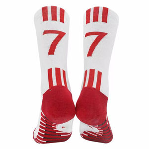 White Basketball <b>Socks</b> Red Navy Blue Accents Number 30 Jacquard Knitted Athletic No Show for Adults Summer Wear Yoga Volleyball - Product Image 3