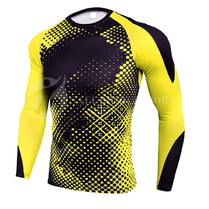 Custom Your Own Brand Logo Fitness Wholesale Adults Pakistan Made Men's Clothing Printed Rash Guards Polyester/Nylon Quick Dry - Product Image 2
