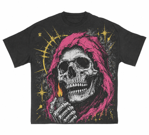 T-shirt en coton imprimé tendance, style vintage, manches courtes, effet délavé, imprimé graphique, unisexe - Product Image 1
