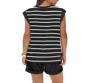 Lightweight women's lounge sets <b>Cap</b> sleeve top and shorts Women's matching sets Summer loungewear - Product Image 4