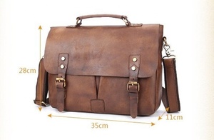 Servicio OEM, Bolsa de Hombro de Cuero Genuino para Hombre con Funda Impermeable para Portátil, Logotipo Personalizado, Cubierta de Material de Fieltro, Bolsas para Portátil al por Mayor - Product Image 2
