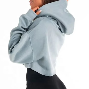 Sweat à capuche unisexe d'hiver, coupe ample, couleur unie, longueur courte, pull décontracté pour tous les jours, 100% coton, broderie, impression numérique - Product Image 6