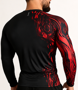 Men’s <b>Custom</b> <b>Compression</b> <b>Shirt</b> Long Sleeve Gym Fitness Rashguard Quick Dry Breathable Sports T <b>Shirt</b> Red Black <b>Design</b> - Product Image 2