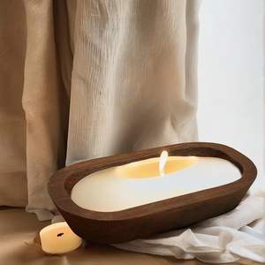 Cuenco de Madera Rústico, Estilo Vintage, de Madera de Paulownia, para Hacer Velas, Decoración del Hogar - Product Image 3