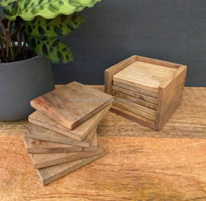 Juego de posavasos de madera de 6 piezas de diseño moderno, alfombrillas cuadradas artesanales únicas para el hogar, cocina, fiesta de boda, Envío Gratis - Product Image 1