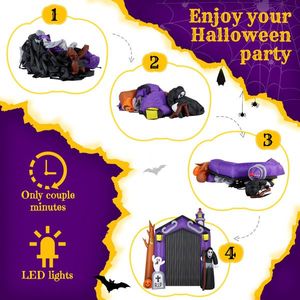Gonfiabile Gigante da 3 Metri a Tema Halloween: Castello, Arco e Fantasma Spaventoso per Decorazioni Esterne di Giardini e Feste - Product Image 4