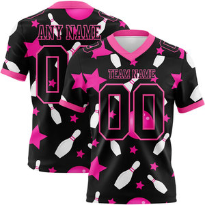 Camiseta de Fútbol Americano Sublimada Personalizada para Hombre, Manga Corta, Cuello en V, Absorbe la Humedad, Estampado de Salpicaduras Negras, Corte Regular para Adultos - Product Image 4