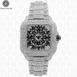 Montre de luxe pour homme Charm Jewells, cadran analogique mécanique en acier inoxydable, 40 mm, incrustée de diamants, fermoir caché à bouton-poussoir, 10 bars - Product Image 4