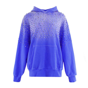 เสื้อฮู้ดดี้ผู้ชายสีดำ ประดับคริสตัล โลโก้สั่งทำพิเศษ กันลม ทรงโอเวอร์ไซส์ ผ้าถักสำหรับฤดูหนาว โพลีเอสเตอร์/คอตตอน - Product Image 4