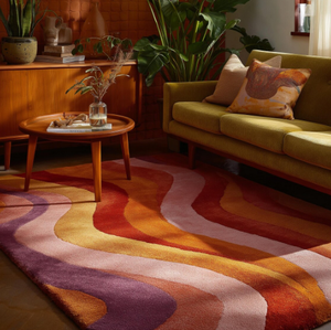 Tapis en laine fait main noué à la main, abstrait, multicolore, vibrant, écologique, antidérapant, style moderne, pour enfants, usage commercial, taille personnalisable - Product Image 1
