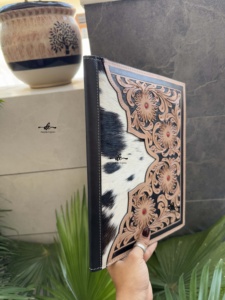 New Hand Tooled Leather Business Planner Portfolio Document Folder Binder With Card Holder Cowhide Organizer for Men & Women - Product Image 2