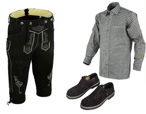 Nouveau design élégant : Short en cuir véritable pour homme, style bavarois Lederhosen avec bretelles, tenue allemande décontractée et solide. Vente en gros. - Product Image 3