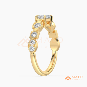 แหวนหมั้นทองคำขาว 14K ประดับมอสซาไนต์ทรงเหลี่ยมมรกต แหวนแต่งงานทรงเรขาคณิต เครื่องประดับเจ้าสาวสุดหรู สหรัฐอเมริกา - Product Image 6