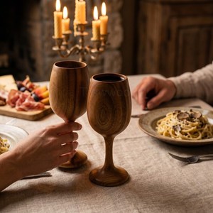 Eco-Friendly Wooden Shot Glass <b>Goblet</b> Hand-Carved Classic Design 150ml Capacity Bar Tableware for Cocktail & <b>Wine</b> - Product Image 3