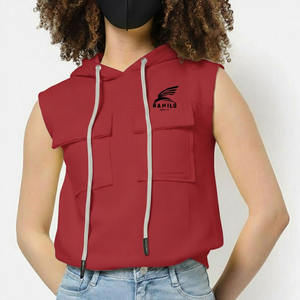 Camiseta sin mangas personalizada para gimnasio, chaleco deportivo ajustado, sudadera con capucha sin mangas, sudaderas con capucha básicas de mezcla de algodón - Product Image 2