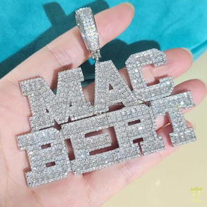 Pendentif lettre de luxe en moissanite et diamant « MAC BERT » avec chaîne cubaine, bijoux hip-hop, collier entièrement serti de pierres, cadeau - Product Image 6