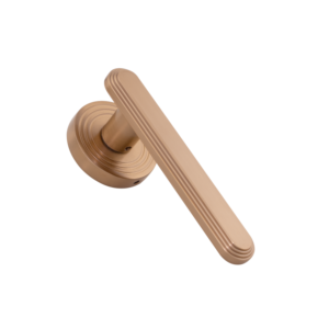 Juego de Manijas Modernas de Latón Macizo para Puerta, Roseta Redonda AB, Latón Mate, Oro Rosa, Oro Mate, Negro Mate, Herrajes de Palanca para Interiores, 140mm - Product Image 2