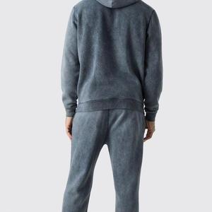 Conjunto de Sudadera con Capucha y Pantalones Deportivos Personalizados con Efecto Desgastado por el Sol, Lavado Ácido, con Cierre de Cremallera, para Hombre - Product Image 6