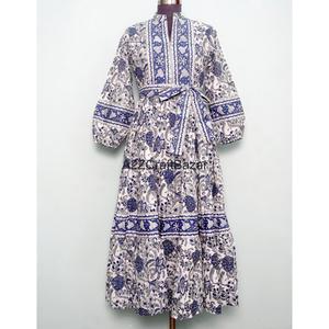 Elegant Casual Daily Loose Maxi Dress Ladies Single Breasted Cotton Floral Breathable Natural Waist - Product Image 3