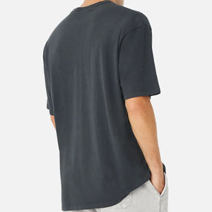 T-shirt à manches courtes gris foncé pour homme, 100% coton, col rond, coupe classique, jersey décontracté, couleur unie, design simple - Product Image 5