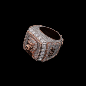 Anillo de Plata 925 con Baño de Oro Rosa, Diamantes Cultivados en Laboratorio y Moissanita, Diseño de Cabeza de León, Estilo Hip Hop, para Hombre, Color D, para Fiestas - Product Image 6