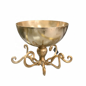 Centro de Mesa Decorativo de Estilo Nórdico, Tazón para Servir con Forma de Pulpo, de Aluminio Dorado Ecológico, Decoración Moderna para el Hogar de Estilo Costero, Estatua para Mesa - Product Image 1