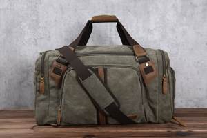 Customized <b>Mens</b> Genuine <b>Leather</b> Canvas Travel <b>Bag</b> Water Resistant Duffel <b>Weekend</b> Travel Holdall <b>Bag</b> Custom Logo LCTB-0107 - Product Image 6