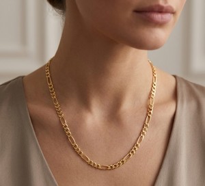 Divyoro Gold Plated Figaro <b>Chain</b> Necklace Unisex Classic Style Zinc Alloy Jewelry <b>Chain</b> - Product Image 3