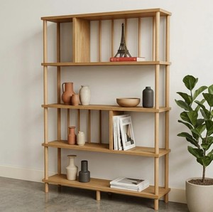 <b>Modern</b> Wooden Cubby <b>Shelf</b> 4-Tier Freestanding Bookcase Minimalist Design Living Room Home Furniture - Product Image 1