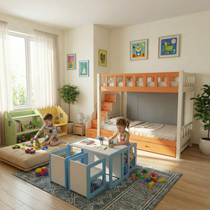 Ensemble table et chaises d'extérieur en bois, pliable, durable, moderne, de forme carrée, avec des caractéristiques de sécurité et écologiques, idéal pour la salle de séjour des enfants - Product Image 5