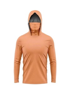 Mens <b>peach</b> Long Sleeve Hooded Fishing <b>Shirt</b> UPF 50+ Anti UV Quick Dry Breathable Antibacterial Polyester Nylon - Product Image 1