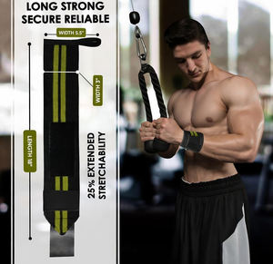 Bandes de poignet élastiques de haute qualité avec boucles pour le pouce, en polyester et nylon, fermeture auto-agrippante pour la musculation, l'haltérophilie et la gym - Product Image 4