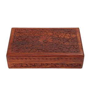 Proveedor de artesanías de madera de alta calidad, caja organizadora decorativa de joyería de madera, caja antigua de tallas florales intrincadas para Decoración - Product Image 3