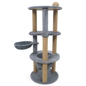 Torre per Gatti a Più Livelli da 47 Pollici, Grigio Chiaro, con Posti di Tiraggio per Relax e Gioco - Product Image 3