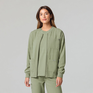 Blouse de travail unisexe en coton tricoté à fermeture éclair pour le personnel médical, chirurgical et de beauté - Product Image 3