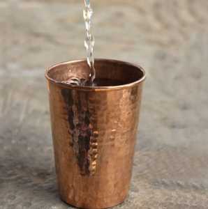 Copper Hammered Straight Cup Eco Friendly Drinking Glass Kitchen Use Minimalist Design - Product Image 2
