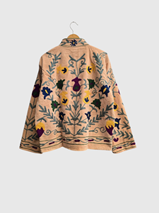 Veste en velours brodée à manches longues et col mandarin, grande taille, motif floral, pour femme, collection automne - Product Image 2