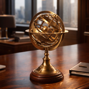 Globo Terráqueo Ejecutivo de Escritorio en Latón con Mapa Mundial Detallado |   Globo Terráqueo Educativo de Estilo Antiguo |   Escritorio de Oficina Premium y Decoración para el Hogar - Product Image 4