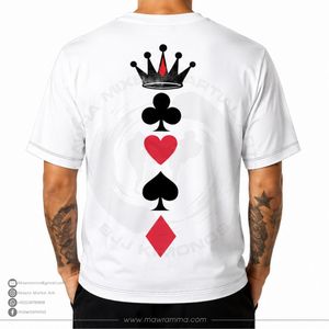 Custom OEM DTG Print Men Oversized Drop Shoulder T Shirt <b>Graphic</b> Heavyweight 100% Cotton <b>White</b> Playing <b>Cards</b> Printed Tee Shirt - Product Image 2