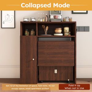 Set Tavolo da Pranzo Ovale Allungabile e Pieghevole con Credenza a Parete e Spazio di Archiviazione per Piccoli Appartamenti - Product Image 2