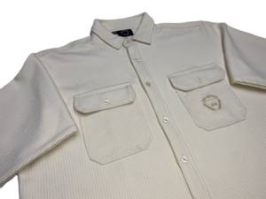 Camisas de franela con cuello de tela tipo waffle hechas a medida, camisas casuales de algodón con botones para hombre - Product Image 3