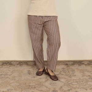 Pantalon décontracté uni en coton, coupe droite, taille élastique, respirant, confortable, pour la détente, pyjama, été, usage quotidien, pour femmes - Product Image 1