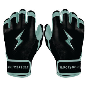 ถุงมือตีเบสบอล BRUCE-BOLT คุณภาพพรีเมียม หนัง Cabretta หนา 0.09 มม. สีดำ-เขียวมิ้นท์ บุฟองน้ำ ปิดด้วยแถบตีนตุ๊กแก ใช้ได้ทั้งมือซ้ายและขวา สำหรับทุกเพศ - Product Image 1