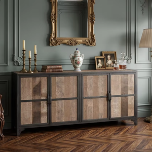 Arina Cómoda Minimalista de Madera de Teca Maciza con 2 Cajones, Estilo Rústico, Multiusos, para Dormitorio o Apartamento, Personalizable - Product Image 3